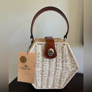 Patricia Nash Cream and Brown Woven Mini Bag